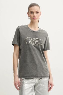 Bavlnené tričko MICHAEL Michael Kors dámske, šedá farba, MS551SC36A