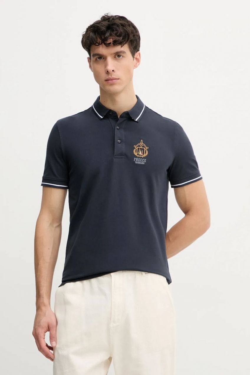 Polo tričko Aeronautica Militare pánske, tmavomodrá farba, jednofarebné, PO1850P191