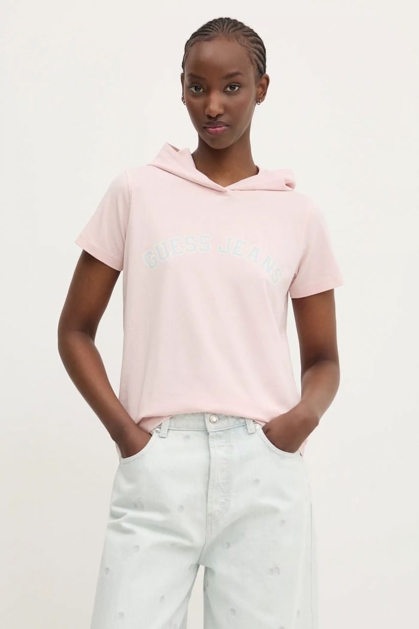 Tričko Guess Jeans dámske, ružová farba, W5GP28 J1314