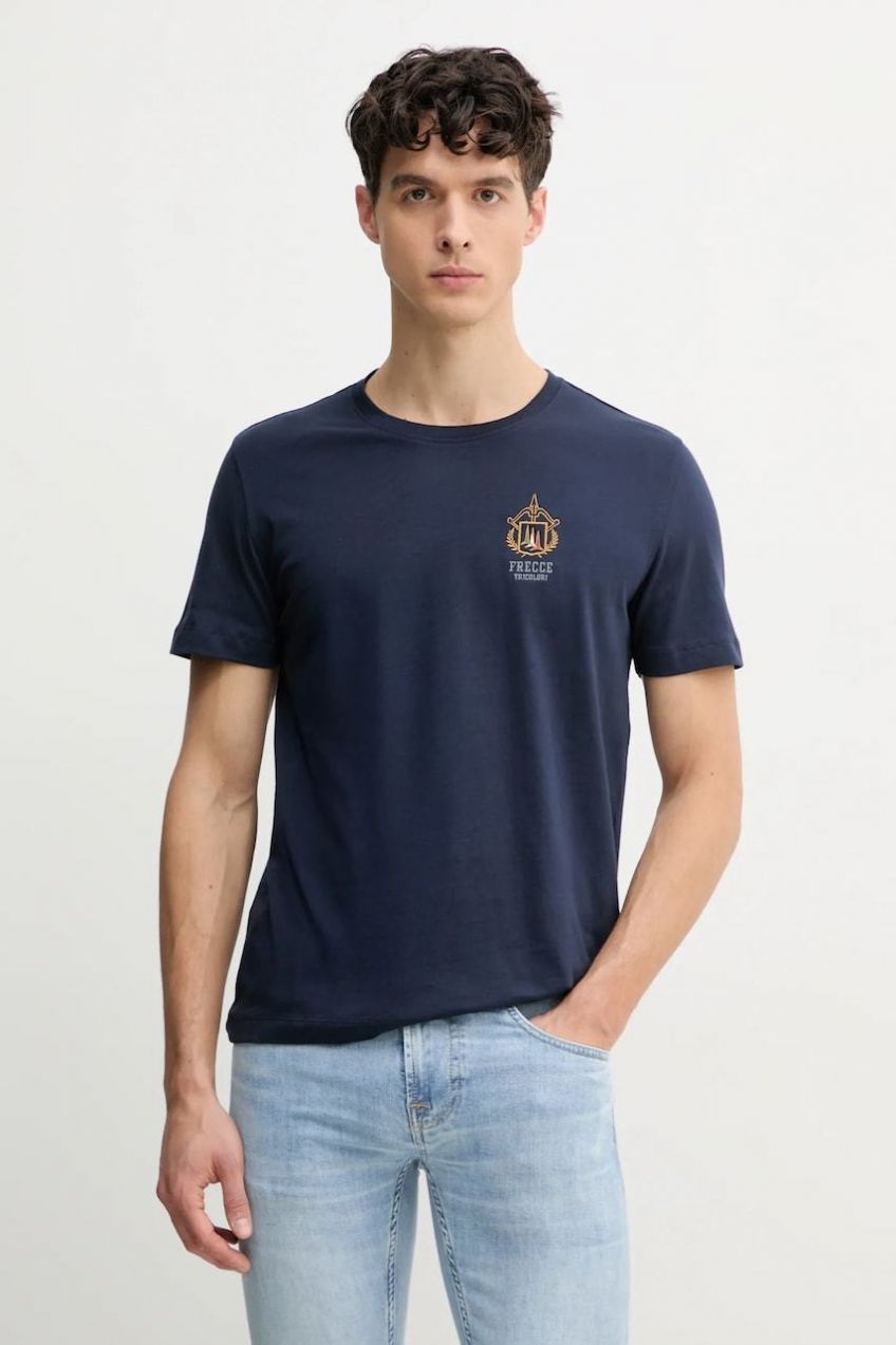 Bavlnené tričko Aeronautica Militare pánske, tmavomodrá farba, s potlačou, TS2391J592
