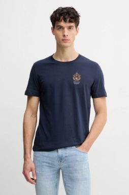 Bavlnené tričko Aeronautica Militare pánske, tmavomodrá farba, s potlačou, TS2391J592
