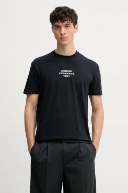 Bavlnené tričko Armani Exchange pánske, tmavomodrá farba, s nášivkou, XM000540 AF10362