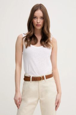 Ľanový top Calvin Klein biela farba, K20K208396