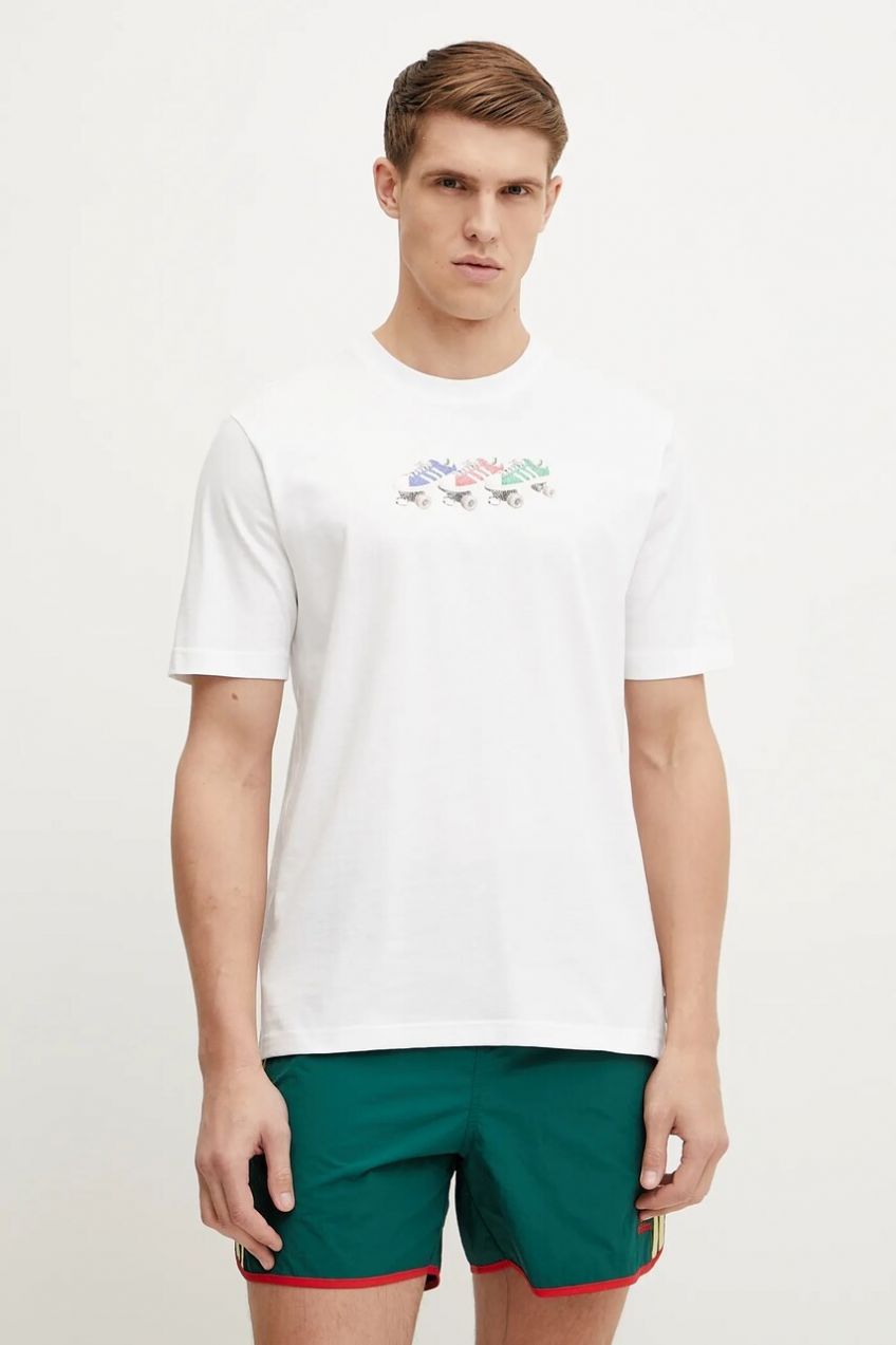 Bavlnené tričko adidas Originals Q12 TS Roller pánske, biela farba, s potlačou, JD0706