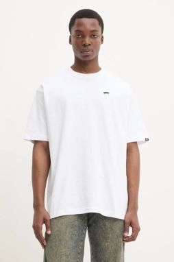 Bavlnené tričko Vans pánske, biela farba, s nášivkou, VN000P56WHT1