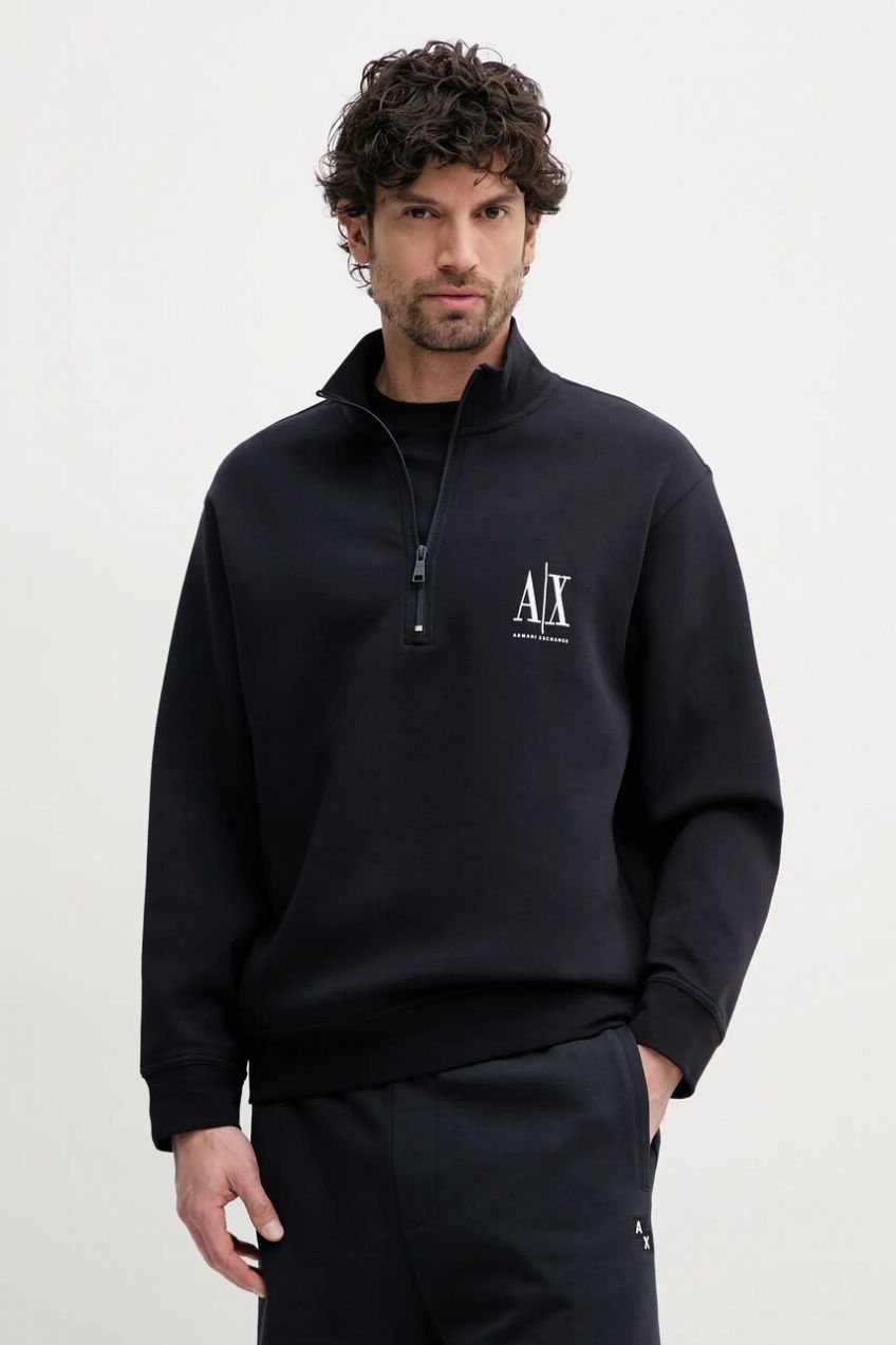 Mikina Armani Exchange pánska, tmavomodrá farba, s nášivkou, XM000370 AF10818