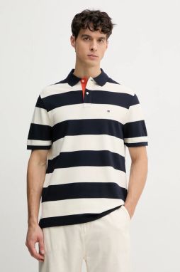 Polo tričko Tommy Hilfiger pánske, tmavomodrá farba, vzorované, MW0MW39045