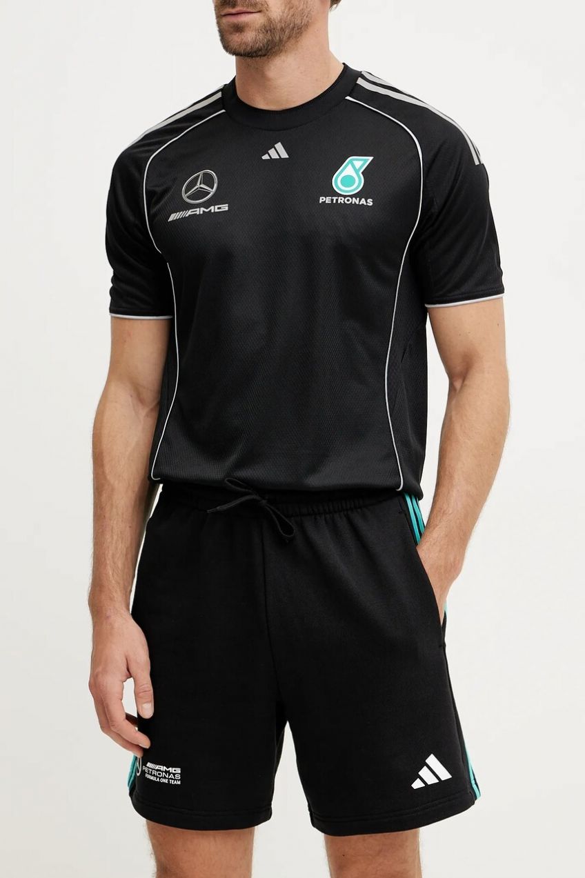 Bavlnené šortky adidas x Mercedes pánske, čierna farba, JV5429