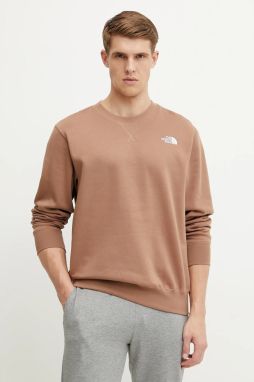 Mikina The North Face Essential pánska, hnedá farba, s nášivkou, NF0A89ET6IH1