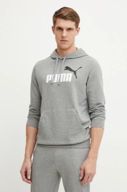 Mikina Puma pánska, šedá farba, s kapucňou, s potlačou, 684712