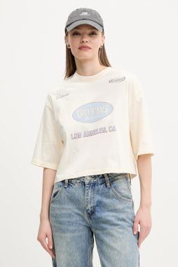 Bavlnené tričko Guess Originals dámske, béžová farba, W5GI34 K8HM0