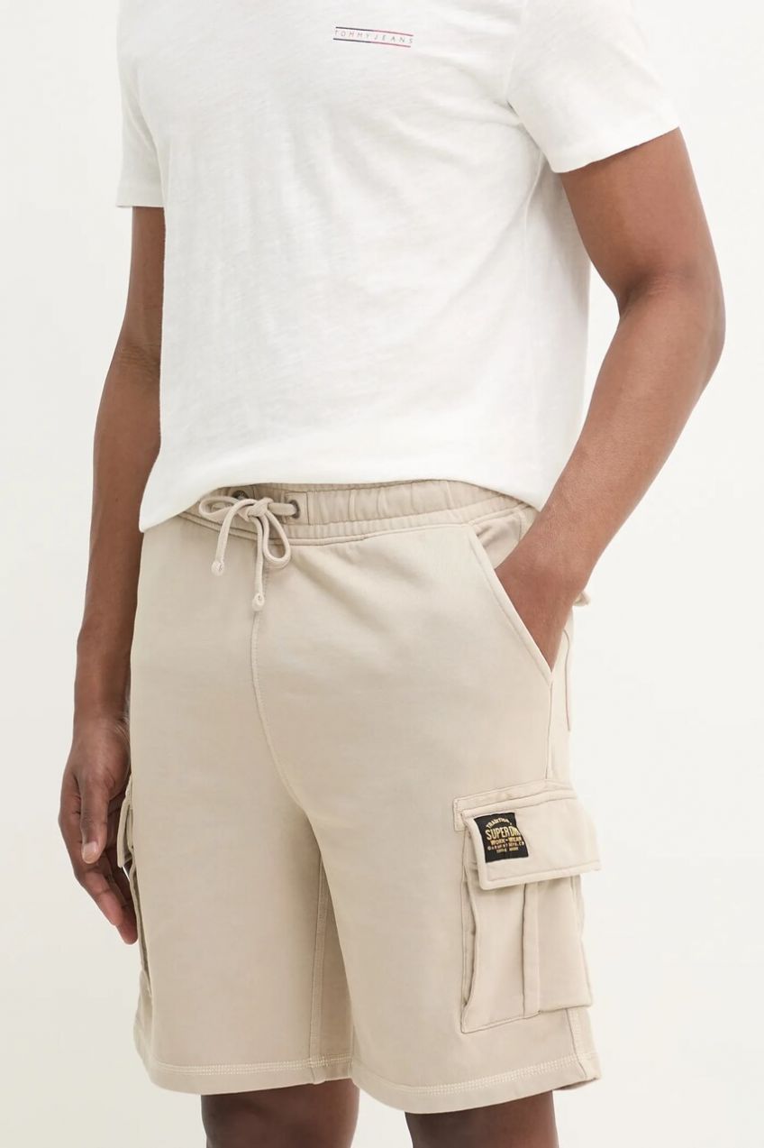Bavlnené šortky Superdry pánske, béžová farba, M7110480A-E4R