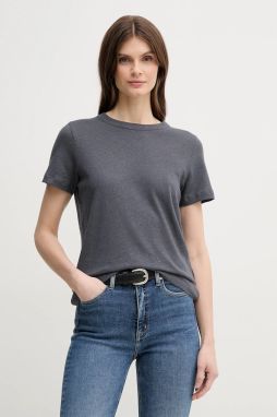 Ľanové tričko Calvin Klein dámske, šedá farba, K20K208248