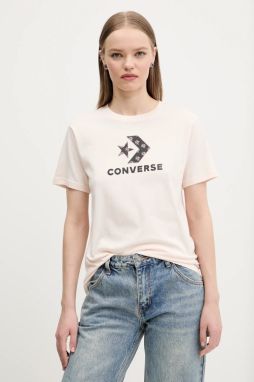 Bavlnené tričko Converse dámske, ružová farba, 10027386-A02