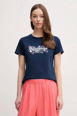Bavlnené tričko Pepe Jeans ROSALIND dámske, tmavomodrá farba, PL506034