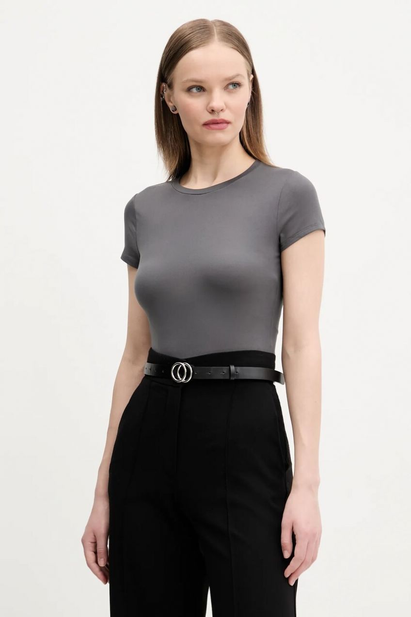 Tričko Hollister Co. dámske, šedá farba, KI339-5043
