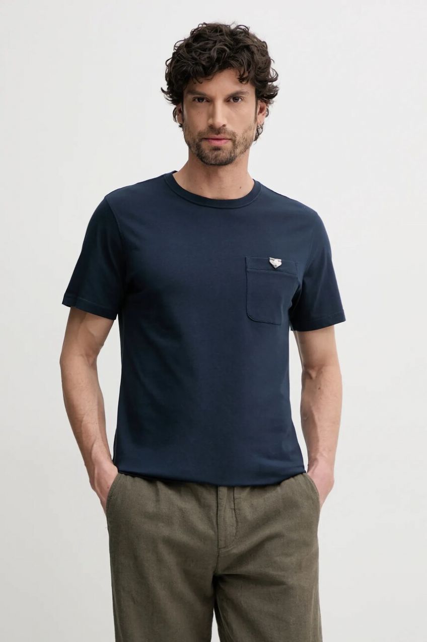 Bavlnené tričko Barbour Tothill Tailored Fit T-Shirt pánske, tmavomodrá farba, jednofarebné, MTS1419