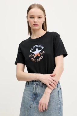 Bavlnené tričko Converse dámske, čierna farba, 10027385-A02