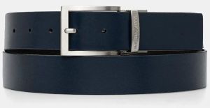 Kožený opasok Emporio Armani pánsky, tmavomodrá farba, EM001772 AF15136