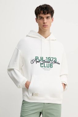 Bavlnená mikina Pepe Jeans TALBOT HOODIE pánska, biela farba, s kapucňou, s nášivkou, PM582848