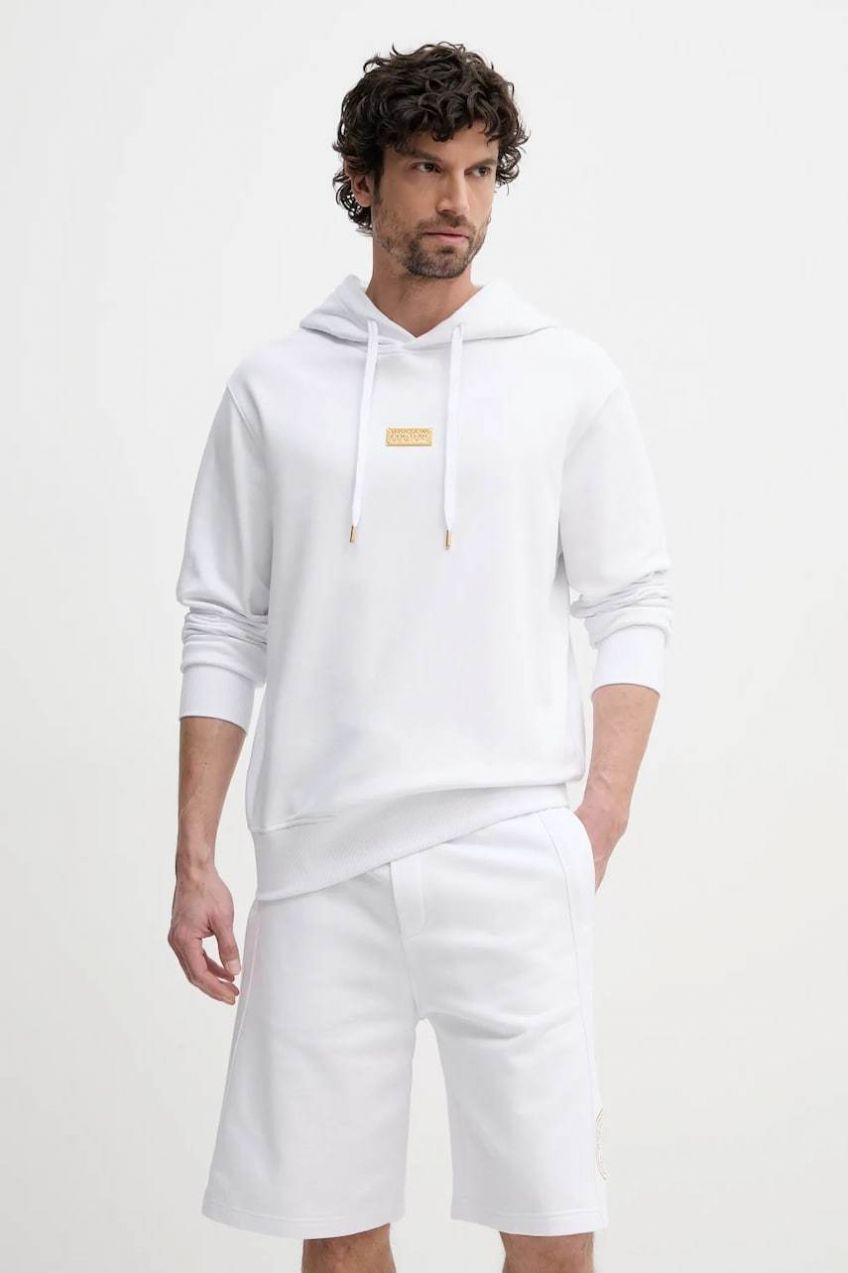 Bavlnená mikina Versace Jeans Couture pánska, biela farba, jednofarebná, 78GAIT08 CF01T