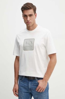 Bavlnené tričko Armani Exchange pánske, biela farba, s potlačou, 6DZTHB ZJ9JZ