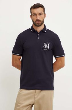 Polo tričko Armani Exchange pánske, tmavomodrá farba, s nášivkou
