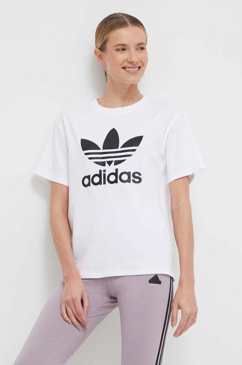 Tričko adidas Originals Trefoil dámske, béžová farba, IR9534