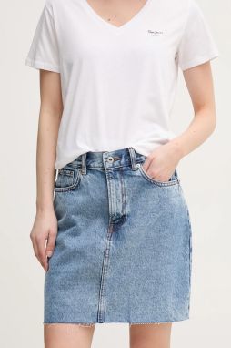 Rifľová sukňa Pepe Jeans MINI SKIRT HW mini, rovný strih, PL901124NC9