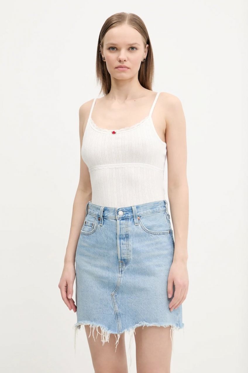 Bavlnený top Tommy Jeans biela farba, DW0DW20620