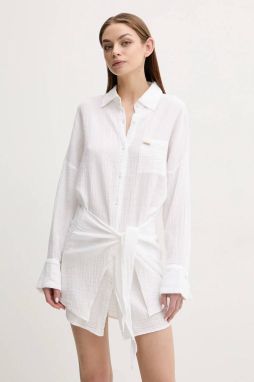 Bavlnené šaty Melissa Odabash biela farba, mini, oversize, Sara