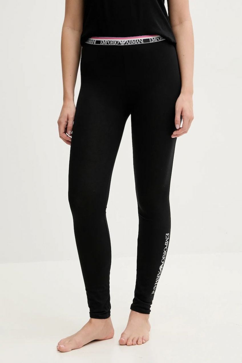 Legíny Emporio Armani Underwear dámske, čierna farba, s potlačou, EW000414 AF10883