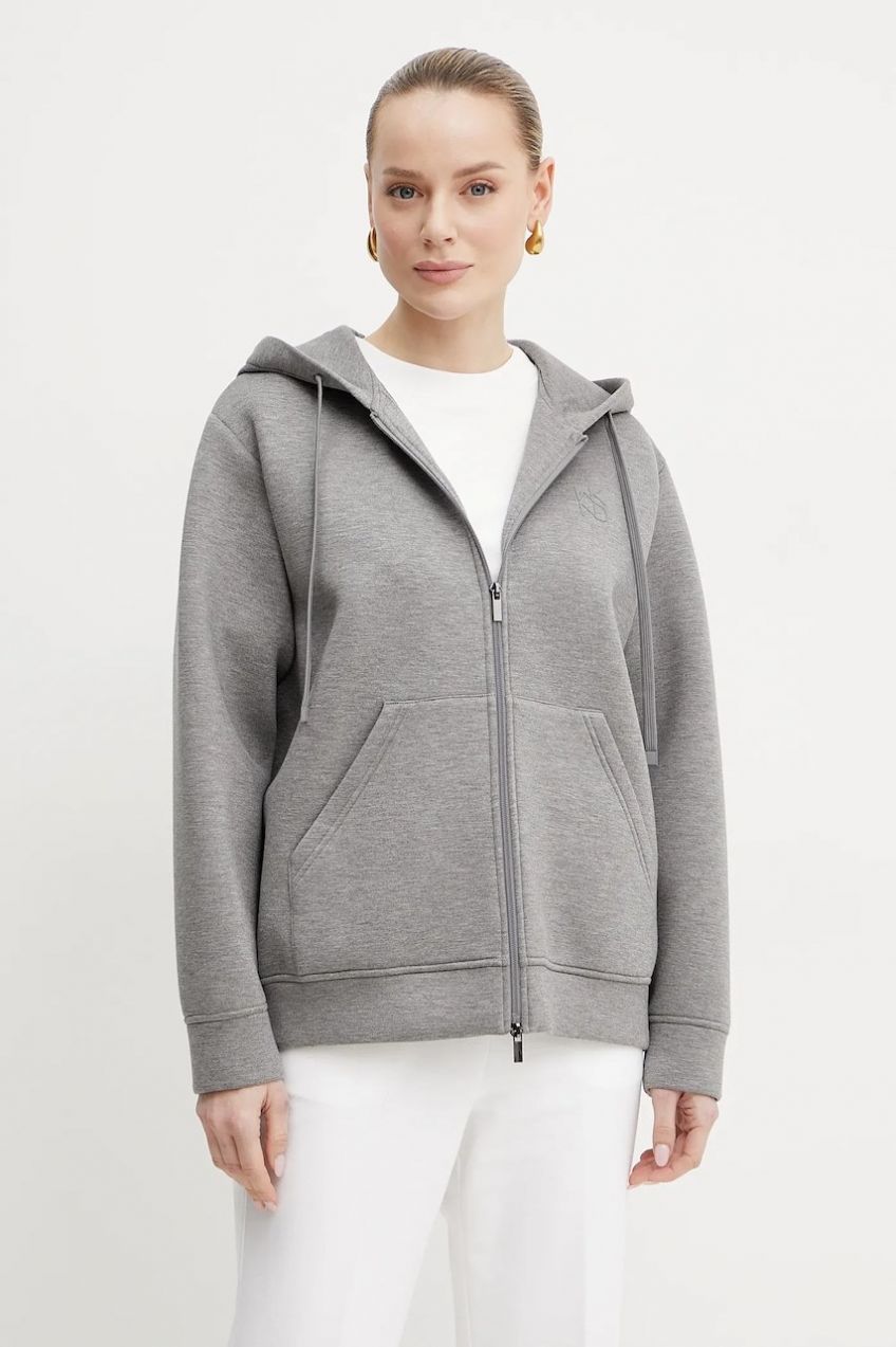 Mikina Weekend Max Mara dámska, šedá farba, s kapucňou, melanžová, 2515911021600