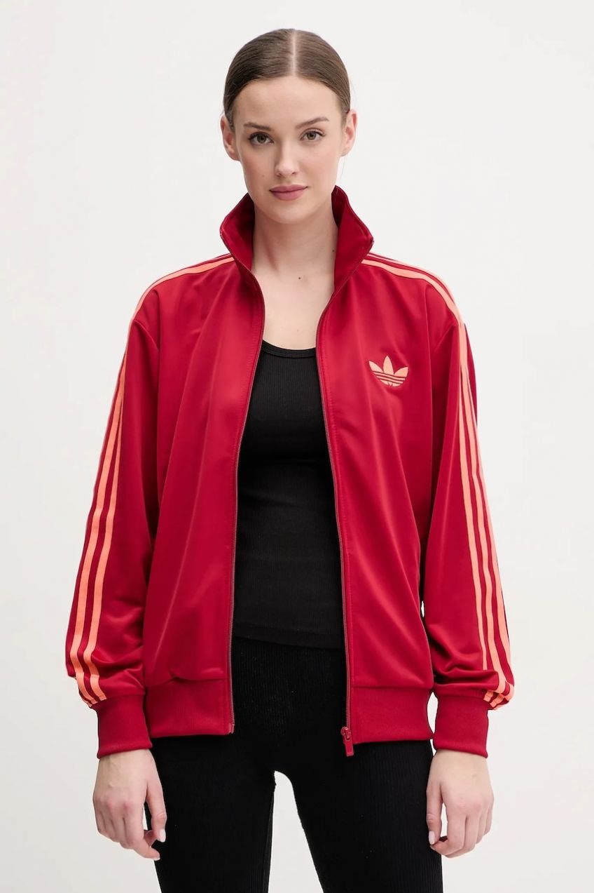 Mikina adidas Originals Firebird dámska, červená farba, s nášivkou, JP2295