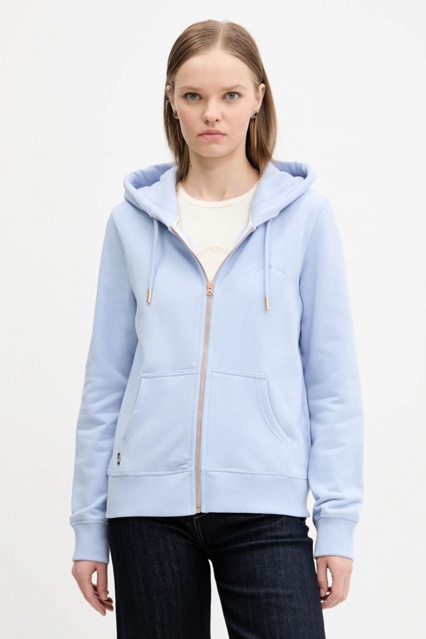 Bavlnená mikina Superdry dámska, s kapucňou, jednofarebná, W2012358A-64H