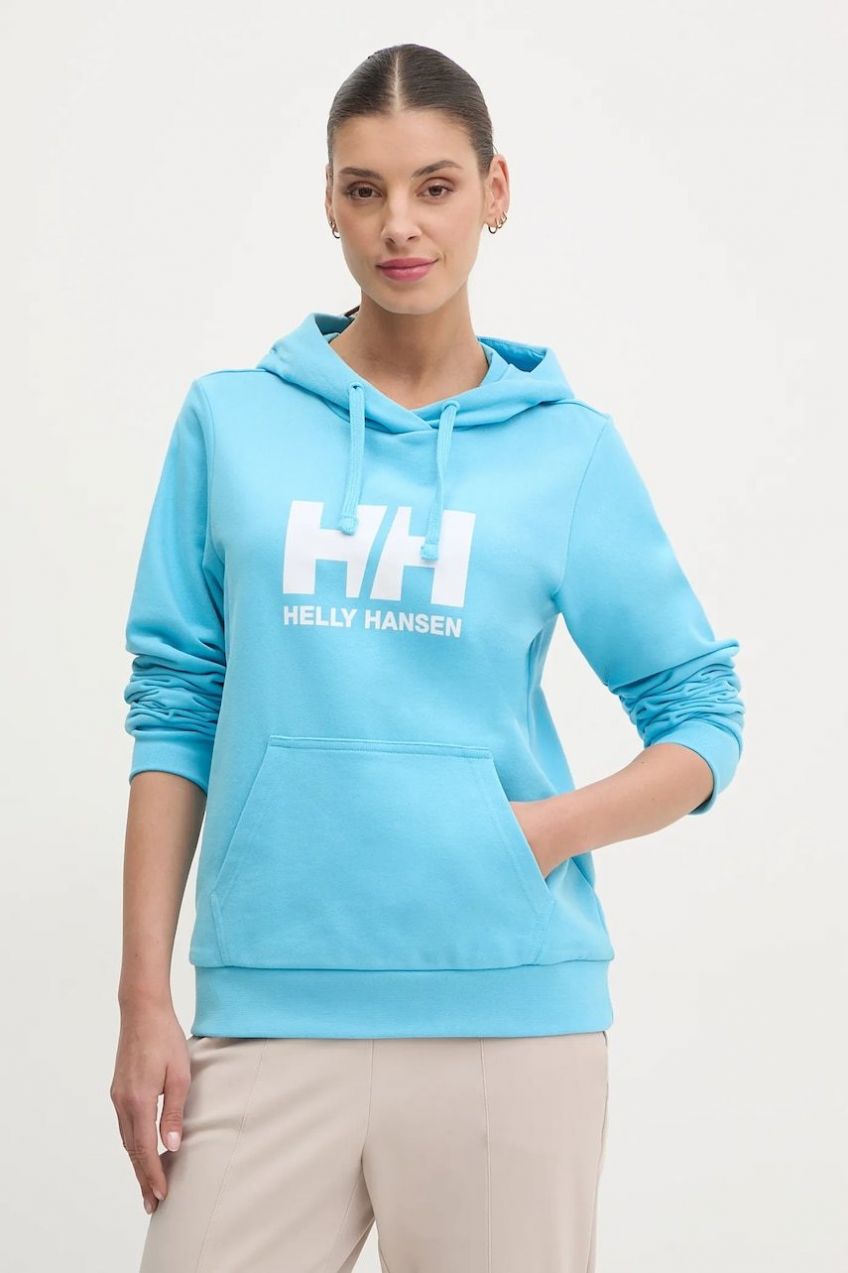 Bavlnená mikina Helly Hansen HH LOGO 2.0 dámska, s kapucňou, s potlačou, 34460
