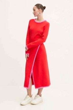 Šaty Never Fully Dressed Sydney Wrap Dress červená farba, midi, áčkový strih, NFDKN533