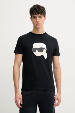 Bavlnené tričko Karl Lagerfeld pánske, čierna farba, s potlačou, 552251.755073