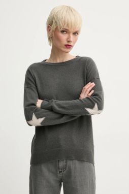 Kašmírový sveter ZADIG&VOLTAIRE dámsky, šedá farba, tenký, KWSW00064
