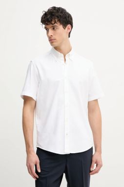 Bavlnená košeľa BOSS pánska, biela farba, regular, s golierom button-down, 50539291