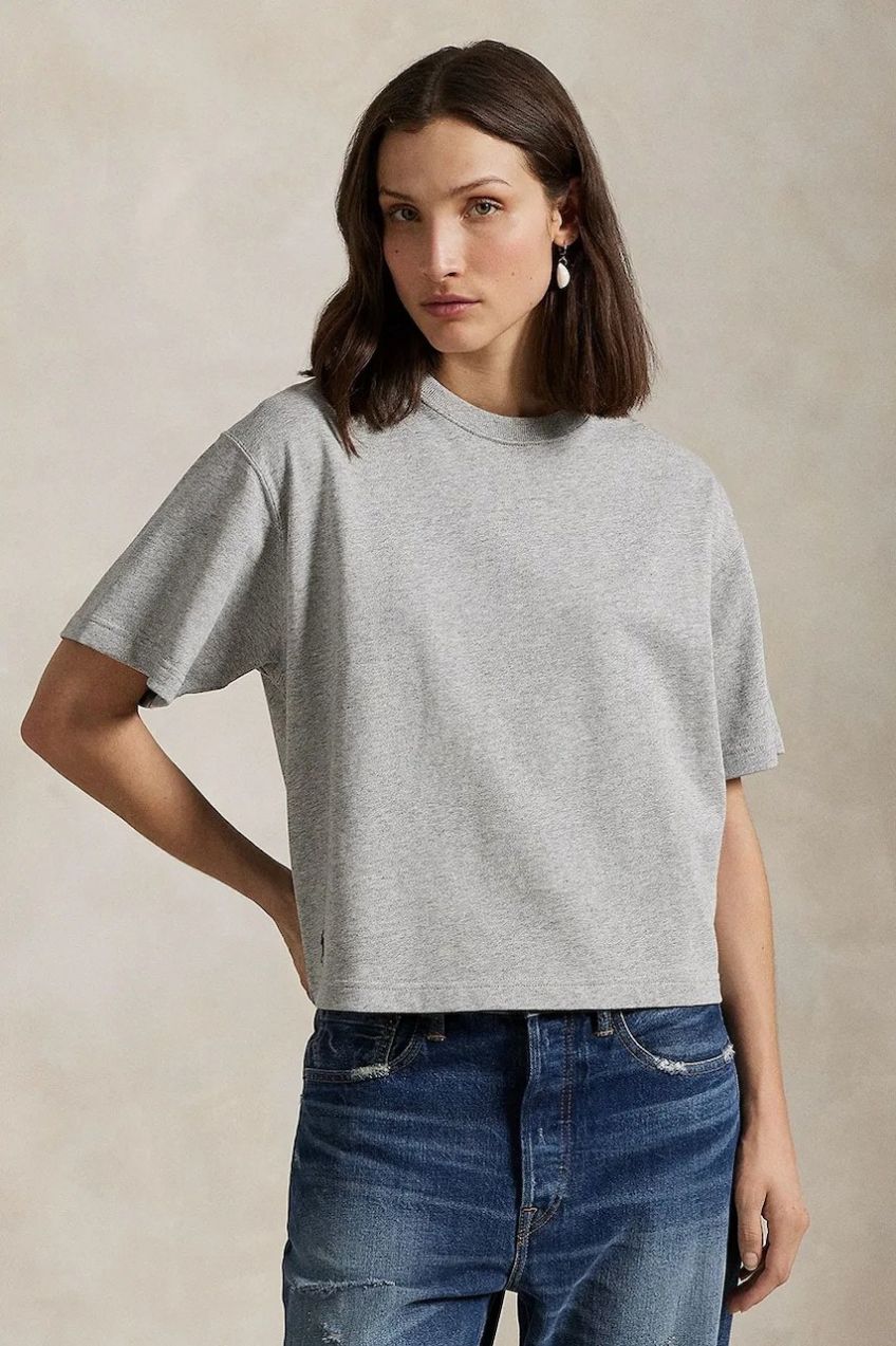 Bavlnené tričko Polo Ralph Lauren dámske, šedá farba, 211967106