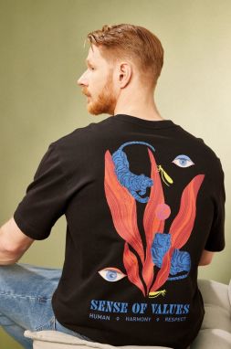 Bavlnené tričko Medicine pánske, čierna farba, s potlačou