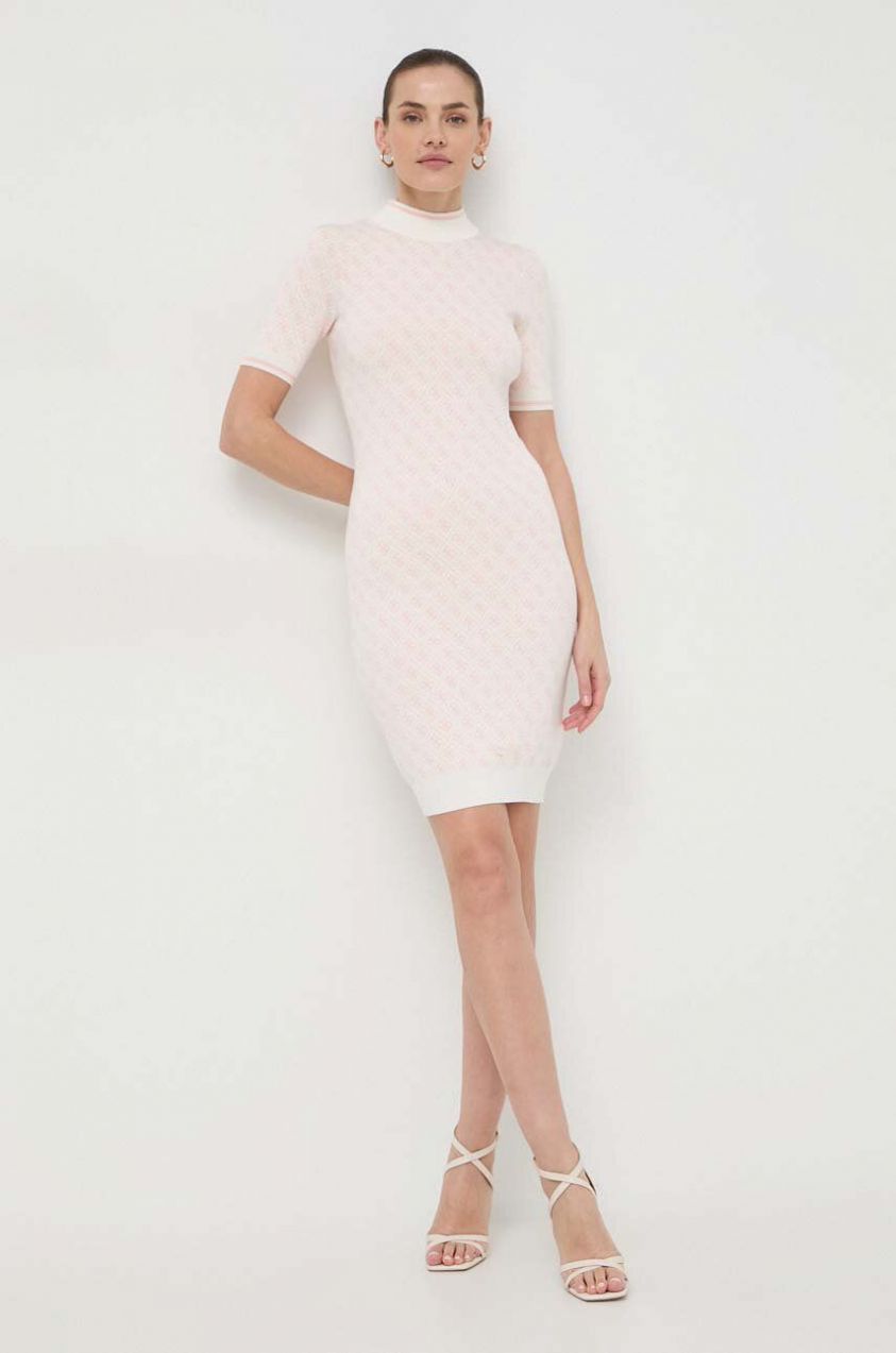 Šaty Guess LISE béžová farba, mini, priliehavé, W3YK39 Z37K0