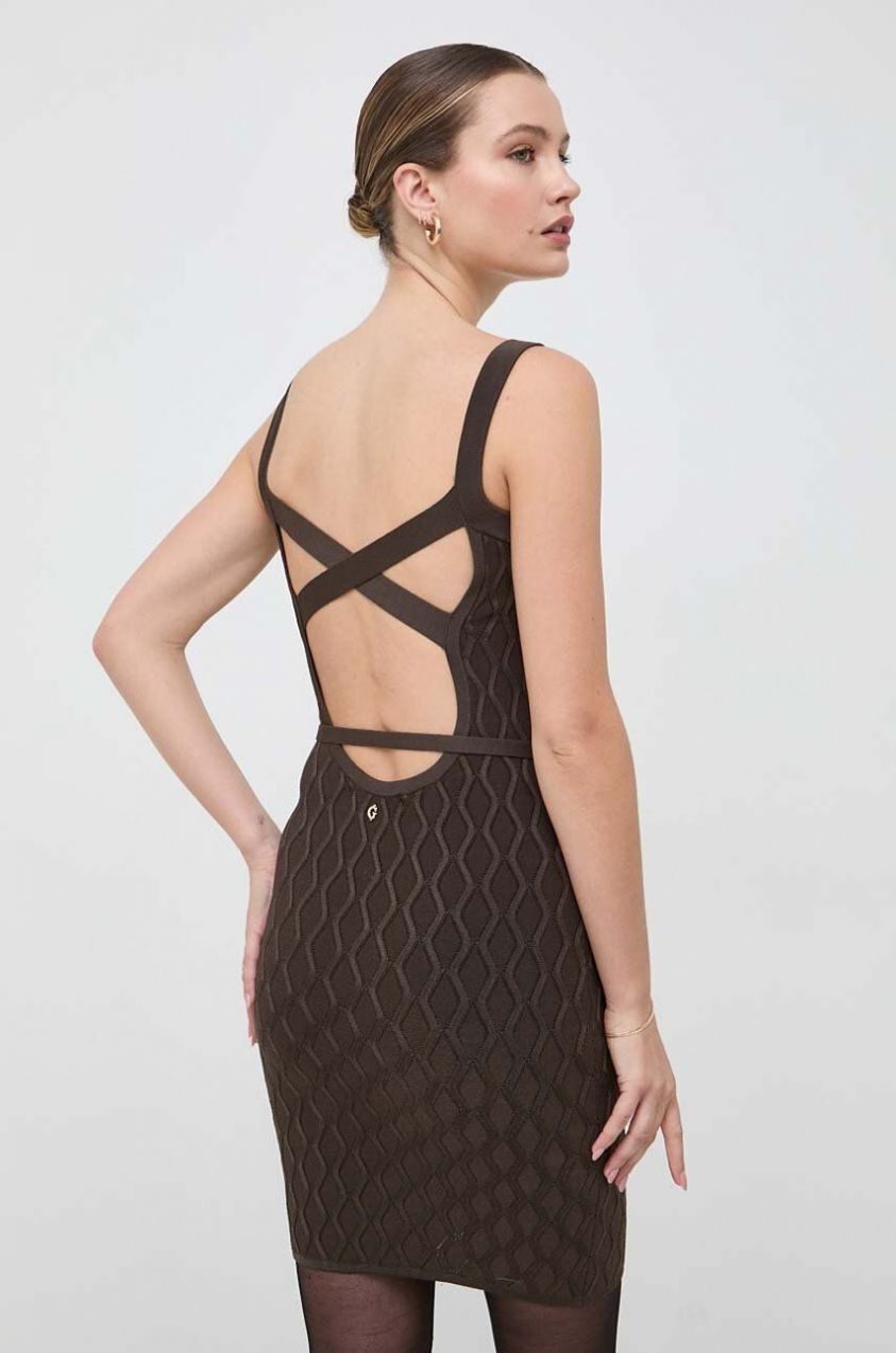 Šaty Guess čierna farba, mini, priliehavé