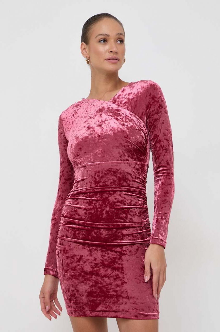 Šaty Guess TESS bordová farba, mini, priliehavé, W4RK64 KBZO2