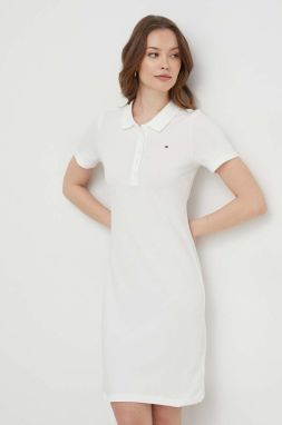 Šaty Tommy Hilfiger béžová farba, mini, priliehavé, WW0WW37853