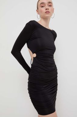 Šaty Guess ALEXIA čierna farba, midi, priliehavé, W4GK75 KBAC2