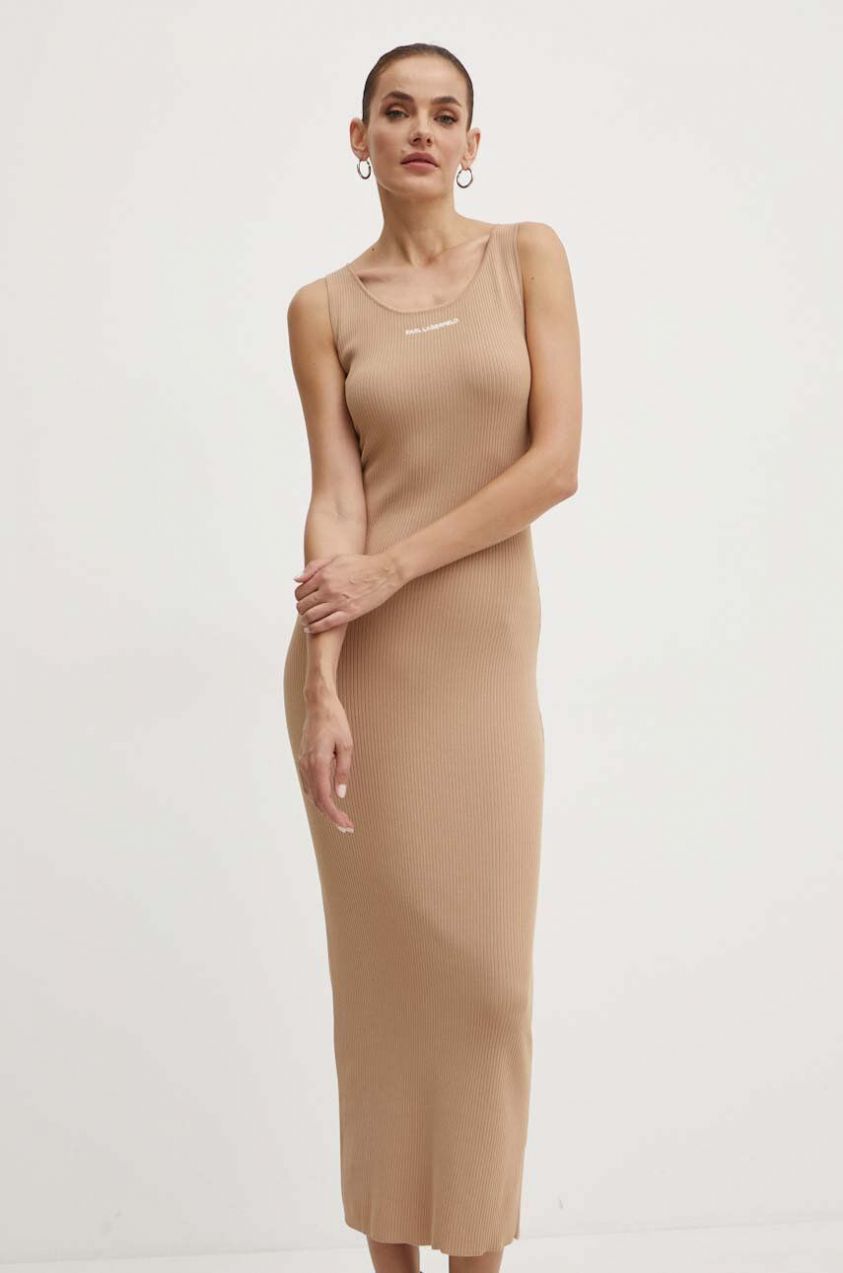 Šaty Karl Lagerfeld béžová farba, maxi, priliehavé, 245W1332