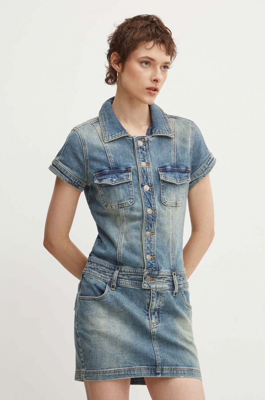 Rifľové šaty Guess Originals mini, priliehavé, W4YG62 D4ON0