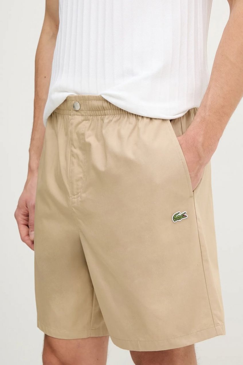 Bavlnené šortky Lacoste béžová farba